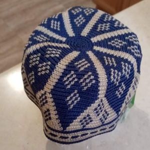 Vintage Blue and White Kippah